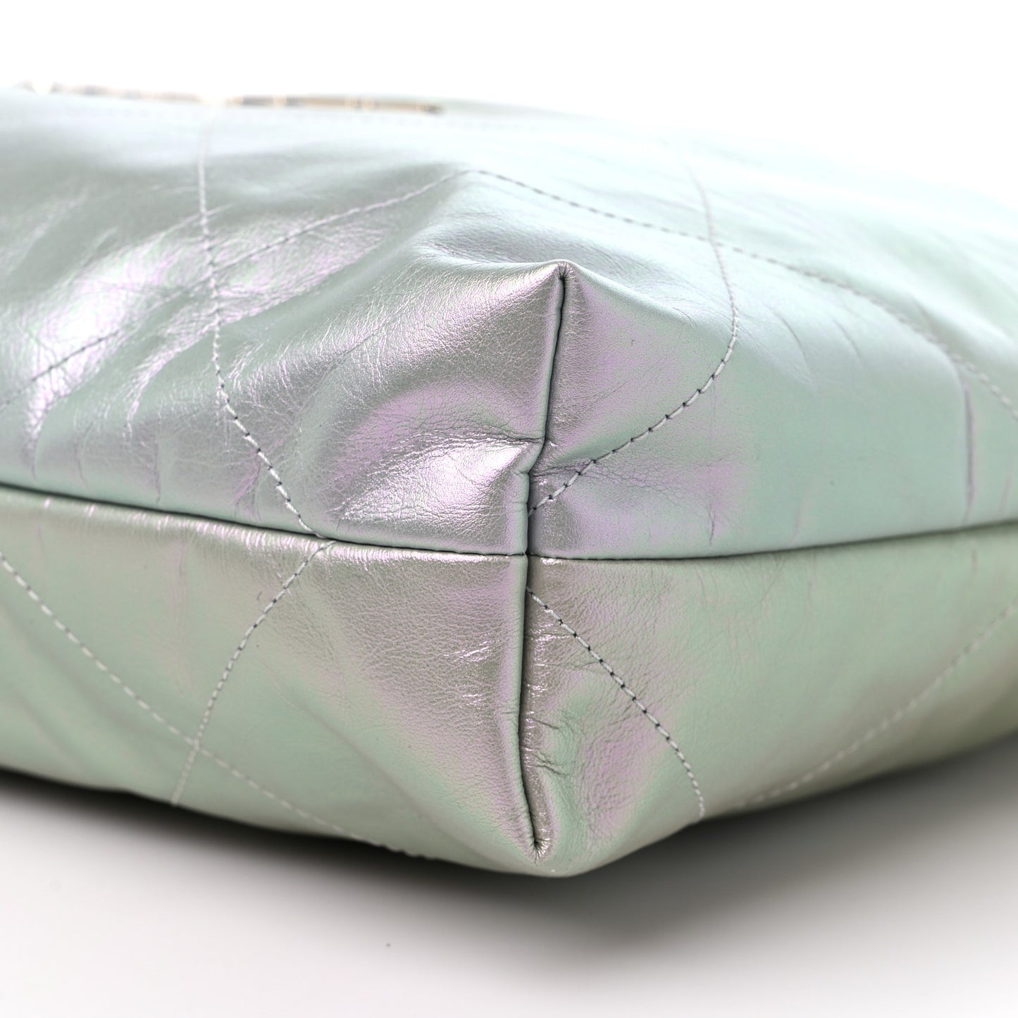 Iridescent Calfskin Quilted Chanel 22 Blue Green