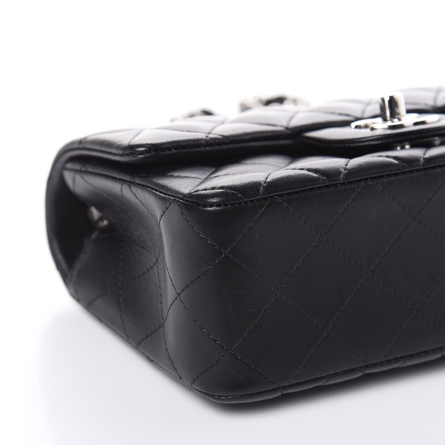 Lambskin Quilted Mini Rectangular Flap Black