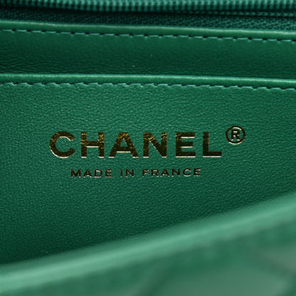 Chanel Lambskin Quilted Mini Top Handle Rectangular Flap Green 6 of 11