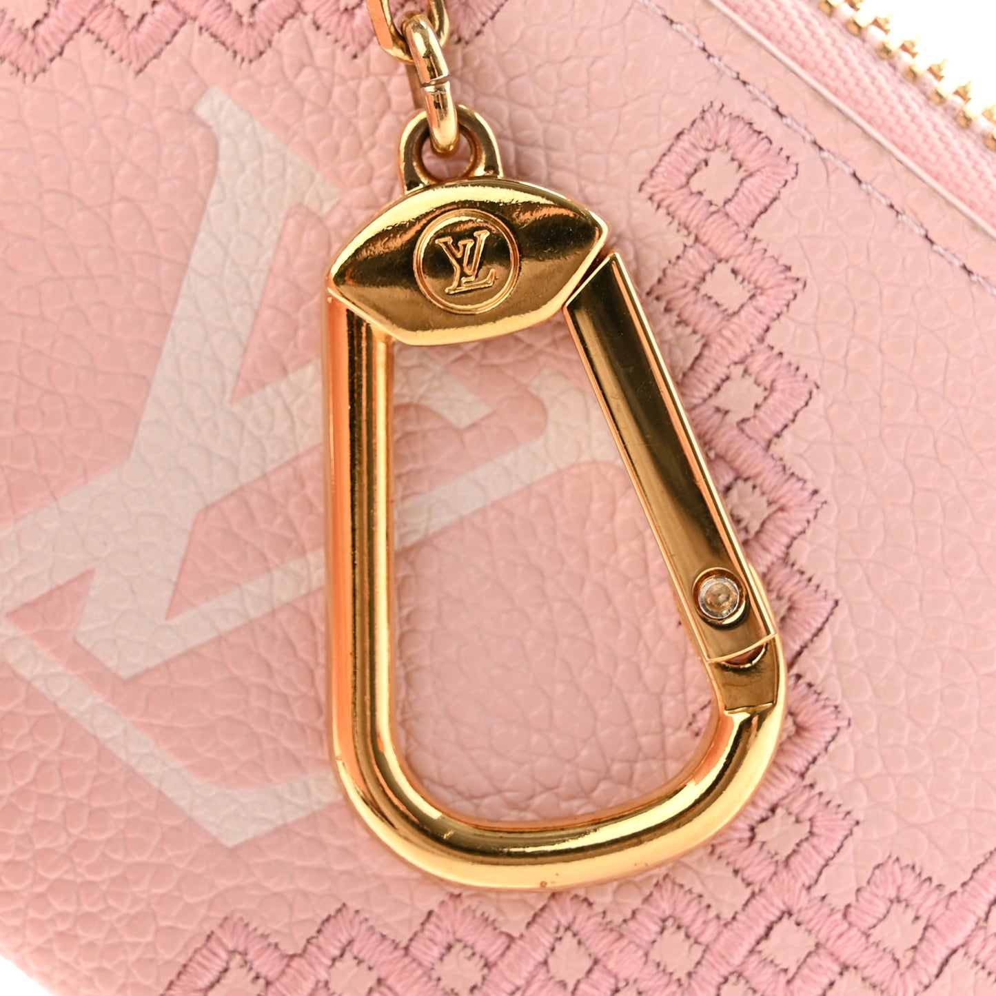 Empreinte Monogram Giant Broderies Key Pouch Pink Creme