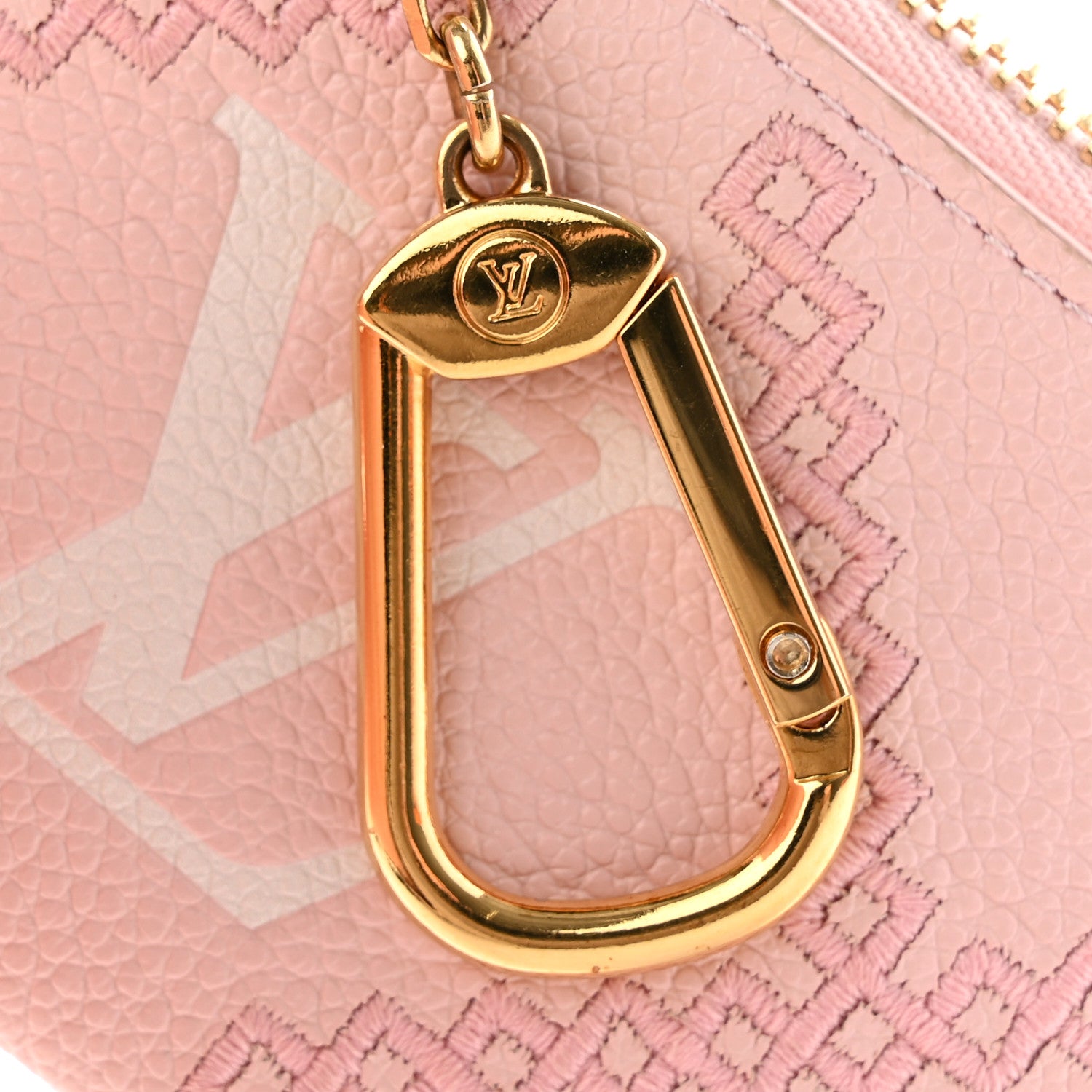 Louis Vuitton Empreinte Monogram Giant Broderies Key Pouch Pink Creme 8 of 9