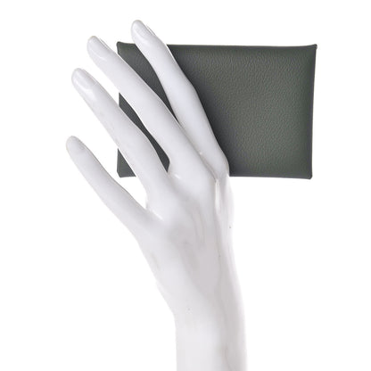 Hermes Evercolor Calvi Verso Card Case Vert Amande Gris Perle 2 of 8
