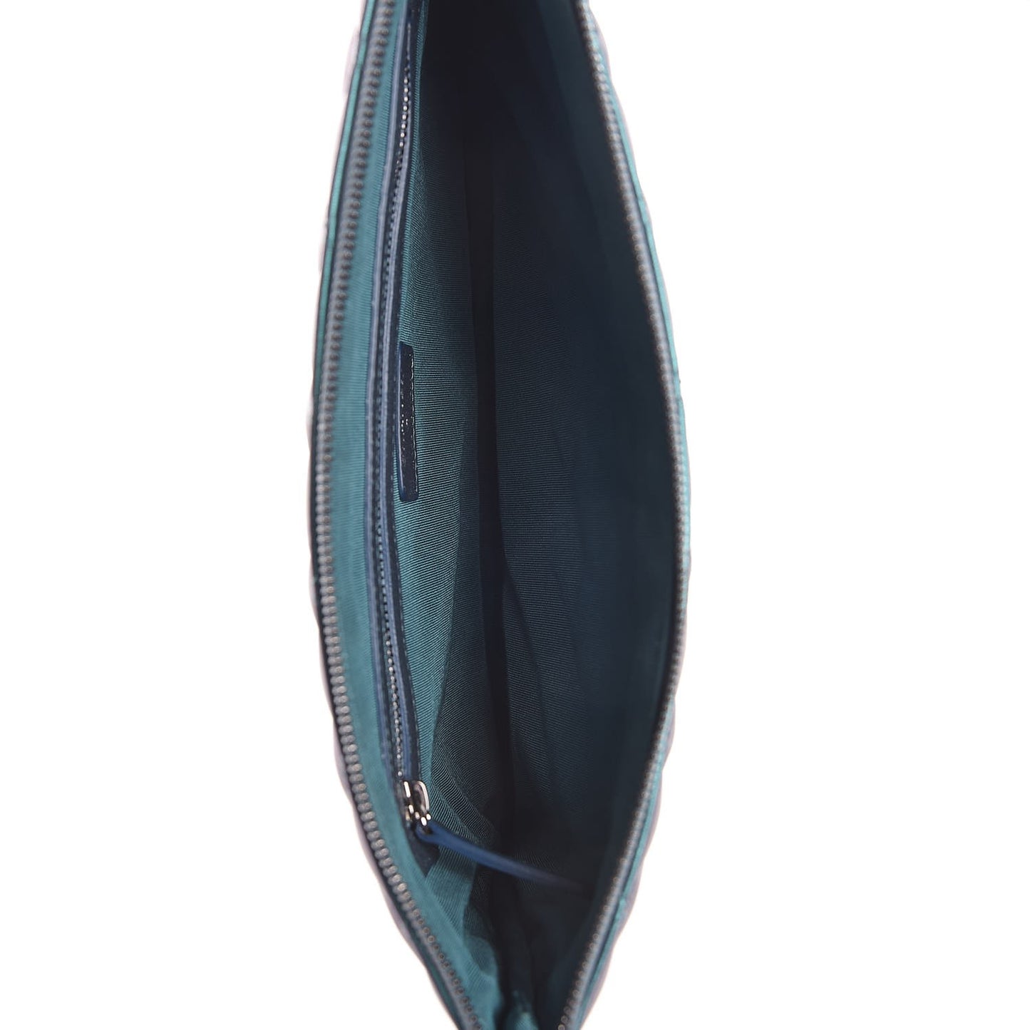 Iridescent Lambskin Quilted Medium Cosmetic Case Turquoise