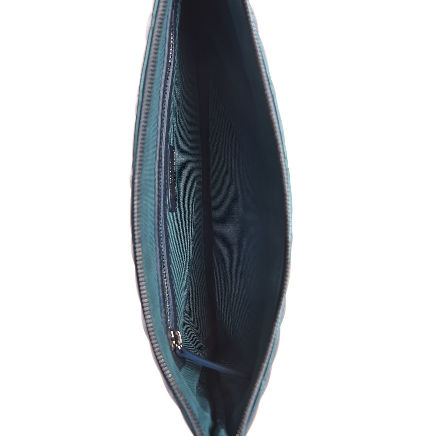 Chanel Iridescent Lambskin Quilted Medium Cosmetic Case Turquoise 5 of 7