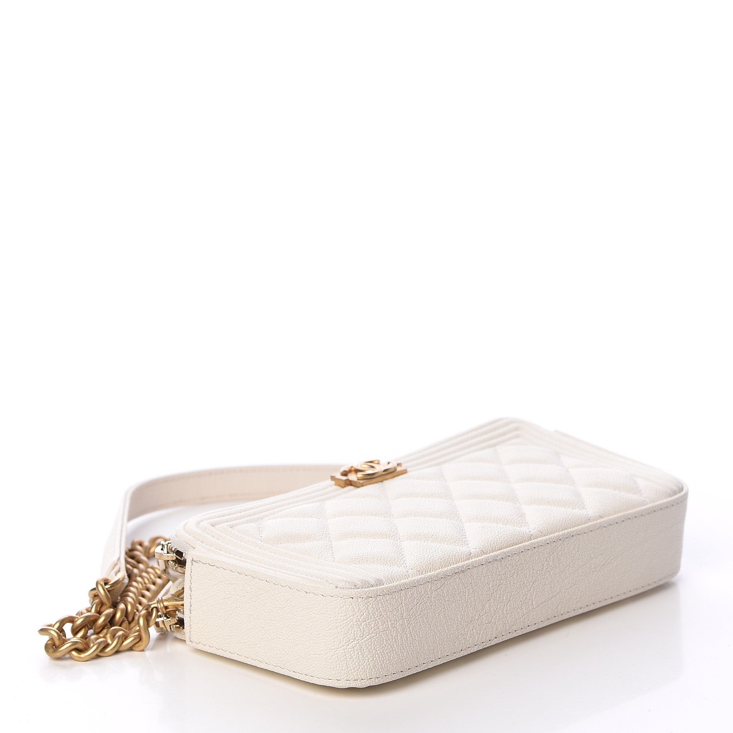 Chanel Caviar Quilted Small Boy Clutch With Chain White 4 of 11