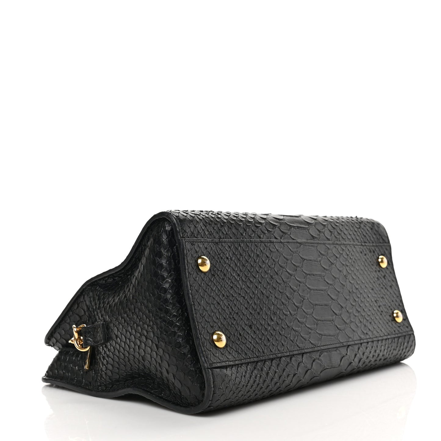 Python Calfskin Embossed Monogram Baby Cabas Black