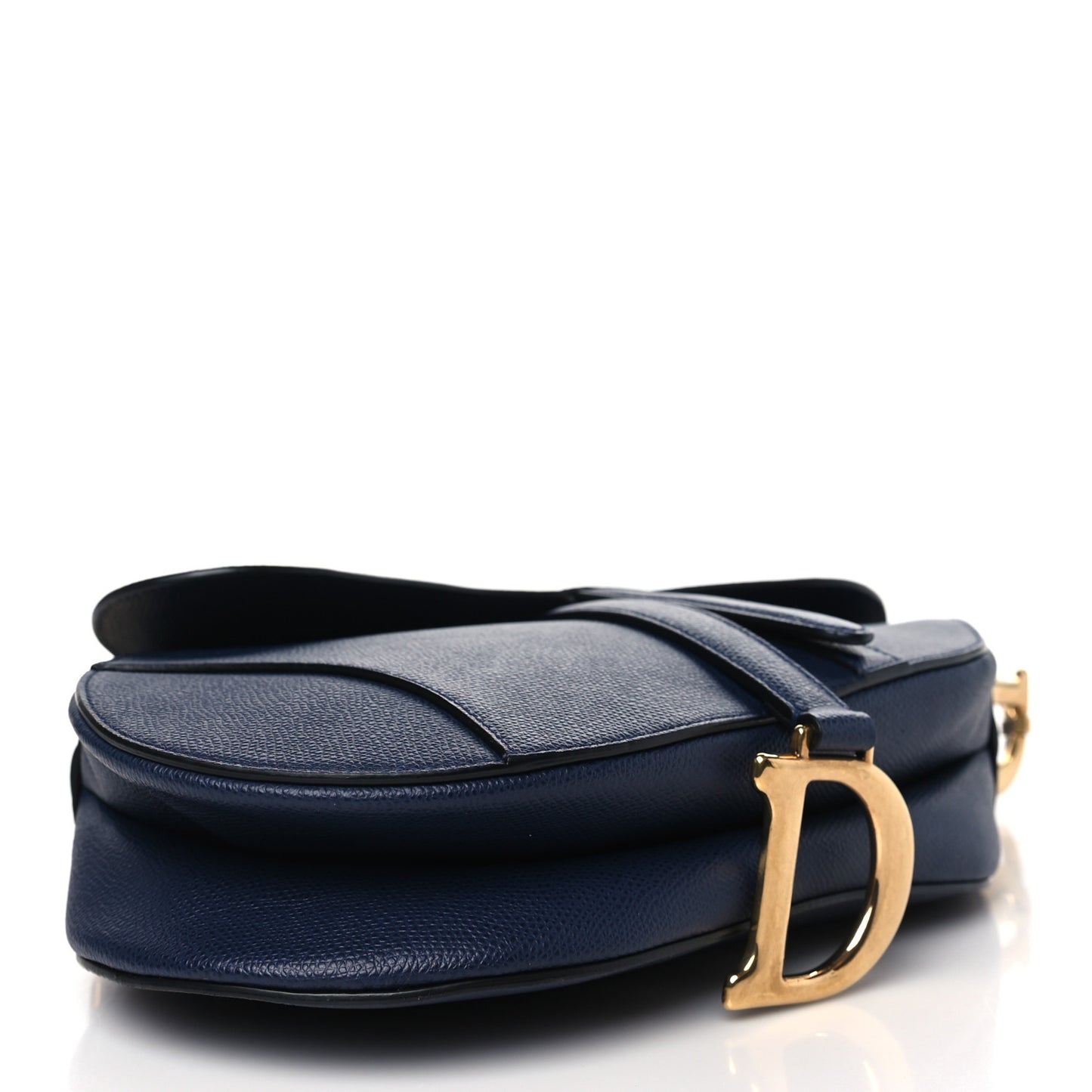 CHRISTIAN DIOR Grained Calfskin Saddle Bag Indigo Blue