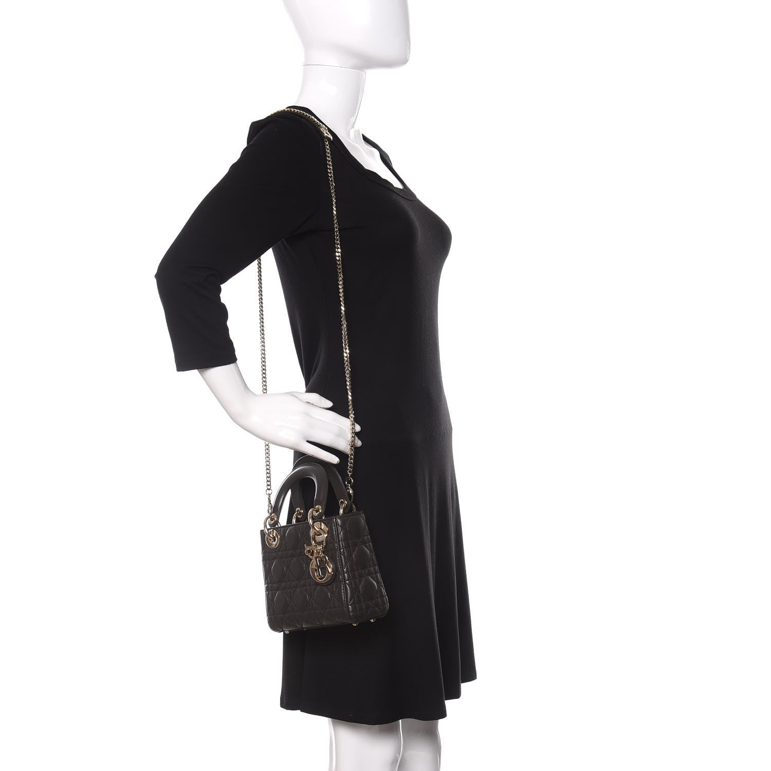 Christian Dior Lambskin Cannage Mini Lady Dior Dark Grey 2 of 10