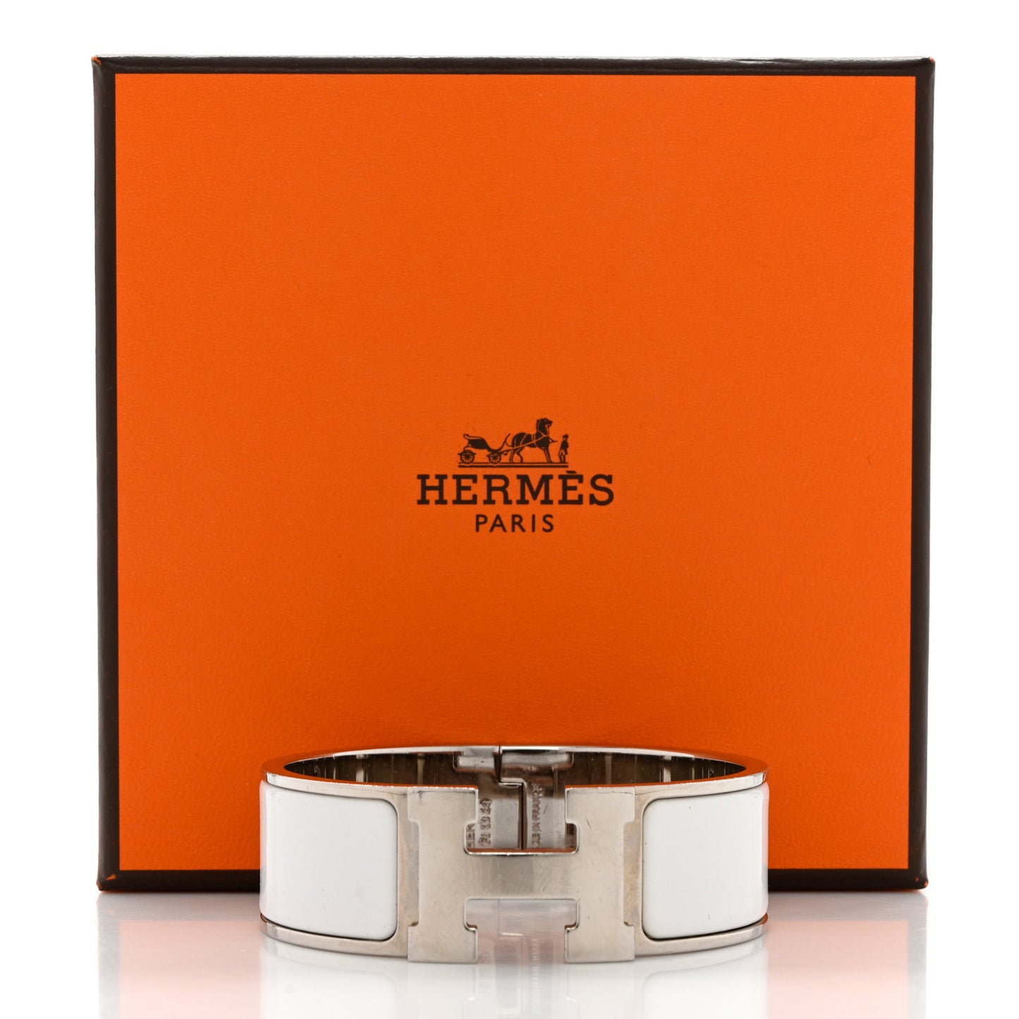 Enamel Wide Clic Clac H Bracelet PM White