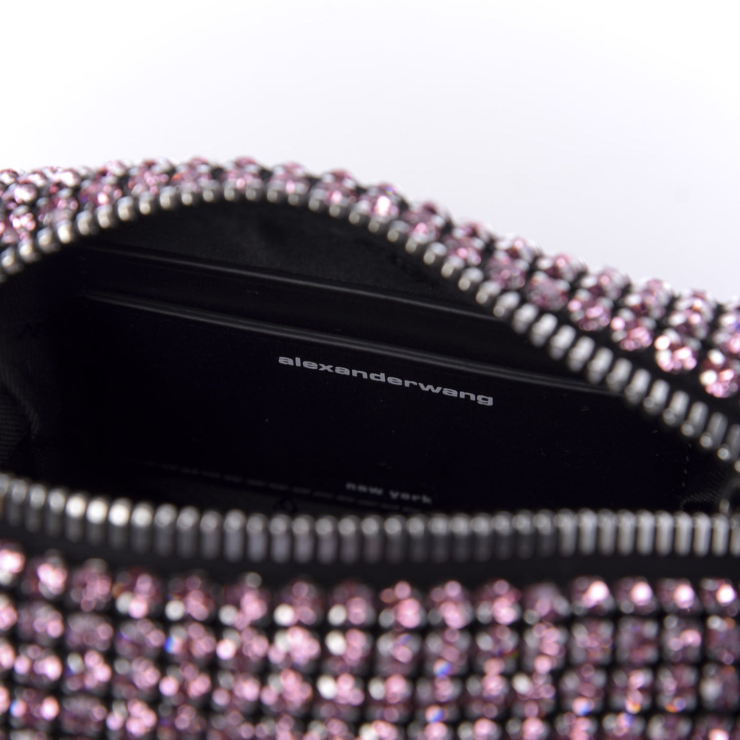 Mesh Crystal Rhinestone Mini Heiress Pouch Pink