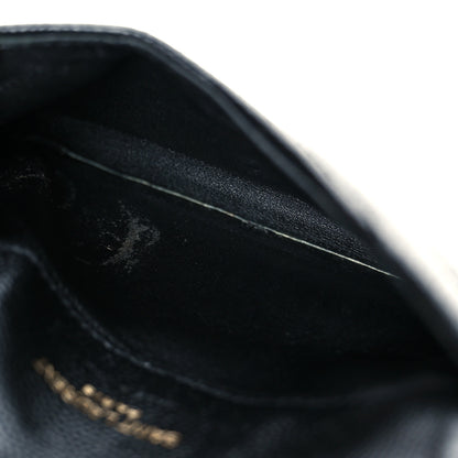 Saint Laurent Grain De Poudre Matelasse Chevron Monogram Compact Wallet Black 18 of 20