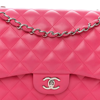 Chanel Lambskin Quilted Jumbo Double Flap Dark Pink 8 of 14