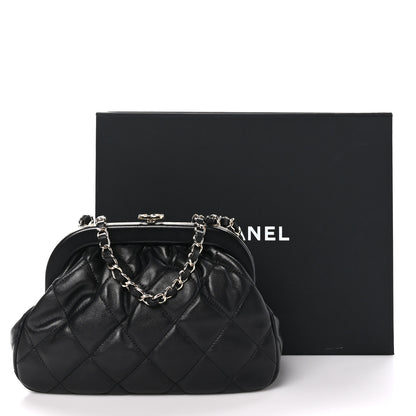 Chanel Lambskin Quilted CC Kisslock Clutch Black 11 of 11