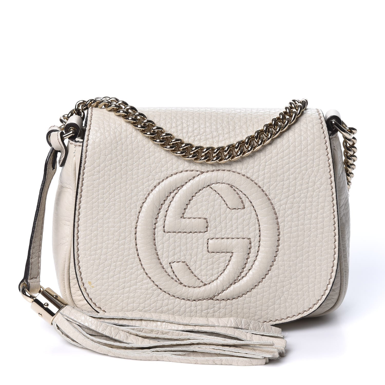 Gucci Pebbled Calfskin Small Soho Flap Crossbody Off White 1 of 9
