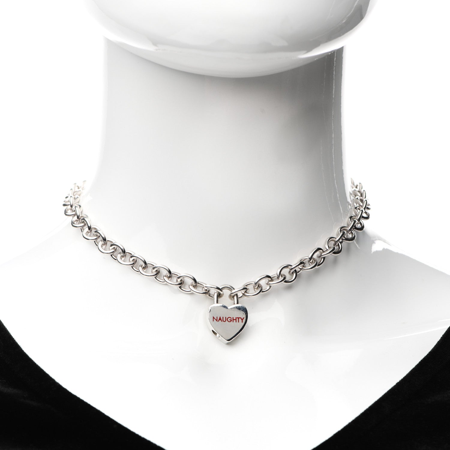 希少Tiffany　ハート型チャーム NAUGHTY/Nice　ラバーコード Tiffany Sterling Silver Heart Naughty & Nice Heart Lock Pendant