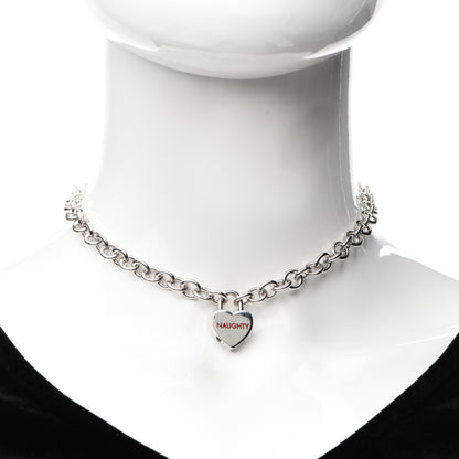 Tiffany Sterling Silver Heart Naughty & Nice Heart Lock Pendant Necklace 3 of 7