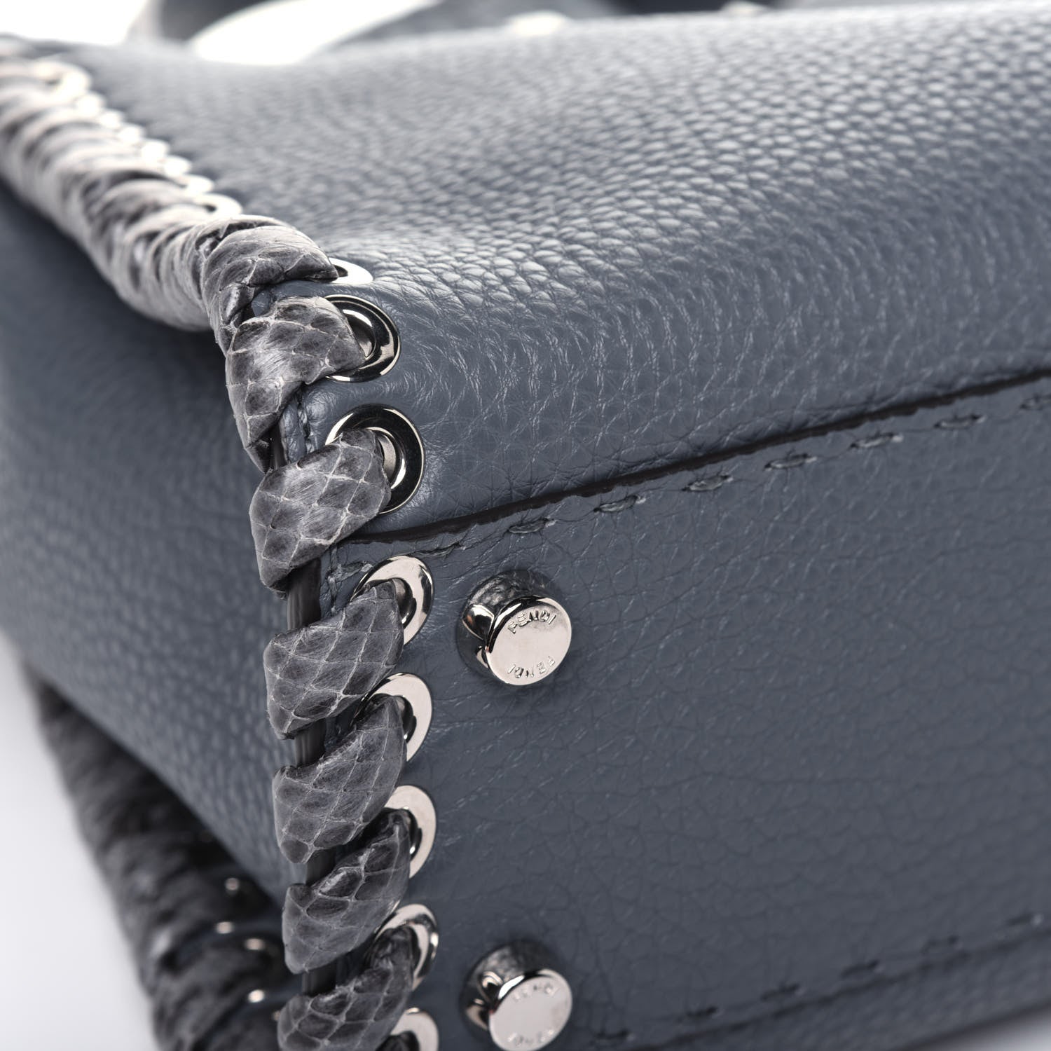Fendi Cuoio Romano Selleria Elaphe Lace Up Medium Peekaboo Iconic Satchel Tempesta 10 of 16