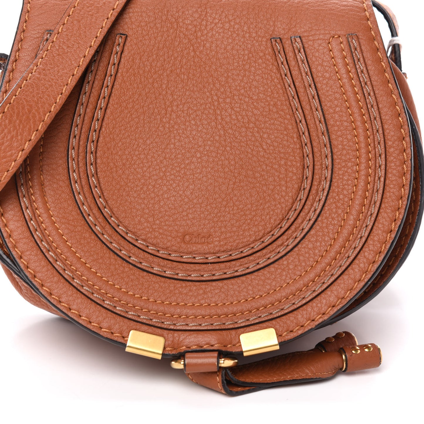 Calfskin Mini Marcie Round Crossbody Bag Tan