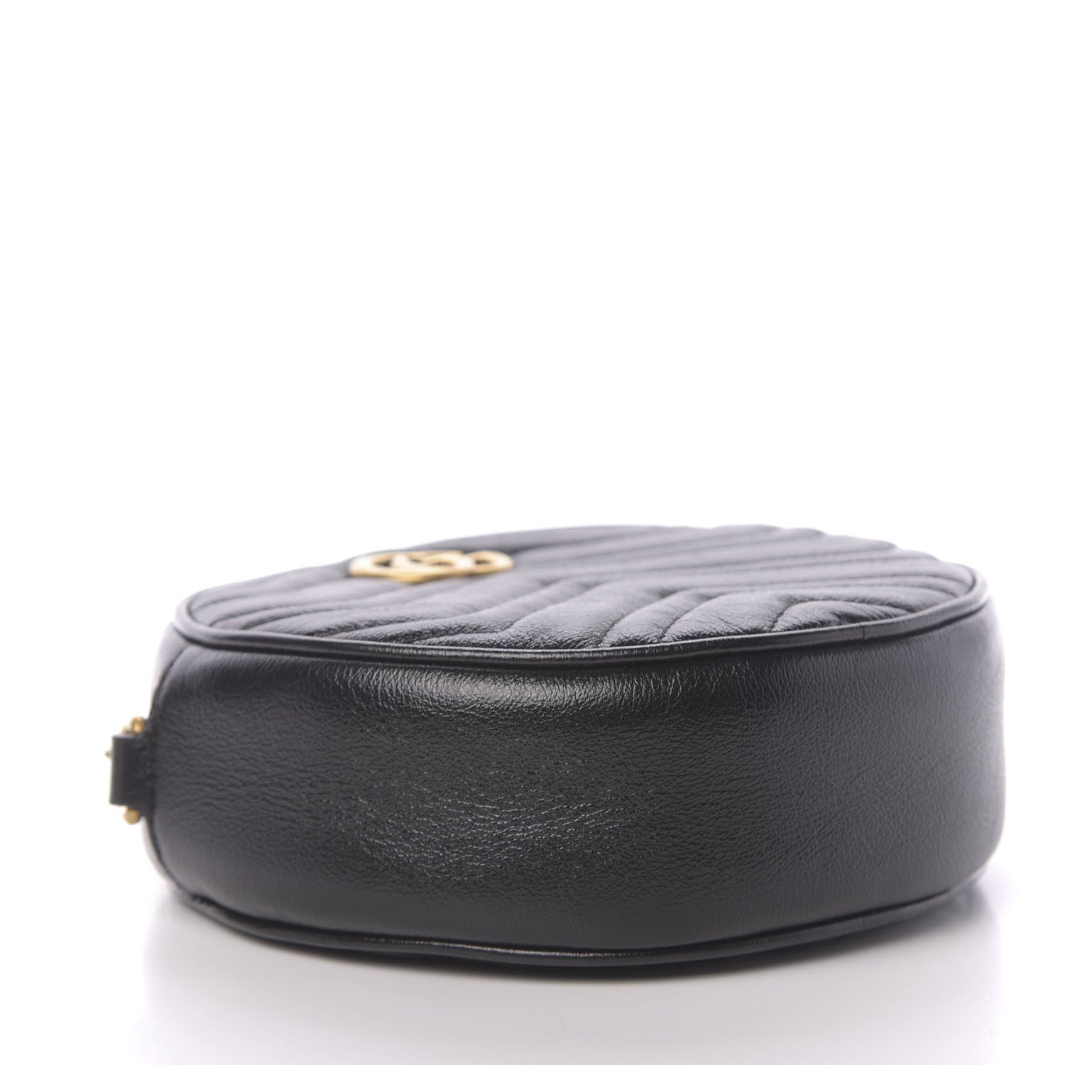 Gucci Azalea Calfskin Matelasse Heart Mini GG Marmont Round Shoulder Bag Black 4 of 10