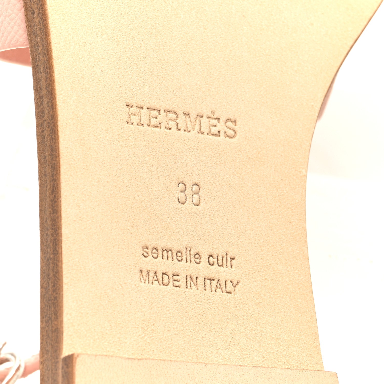 Hermes Epsom Santorini Sandals 38 Rose Porcelaine 6 of 7