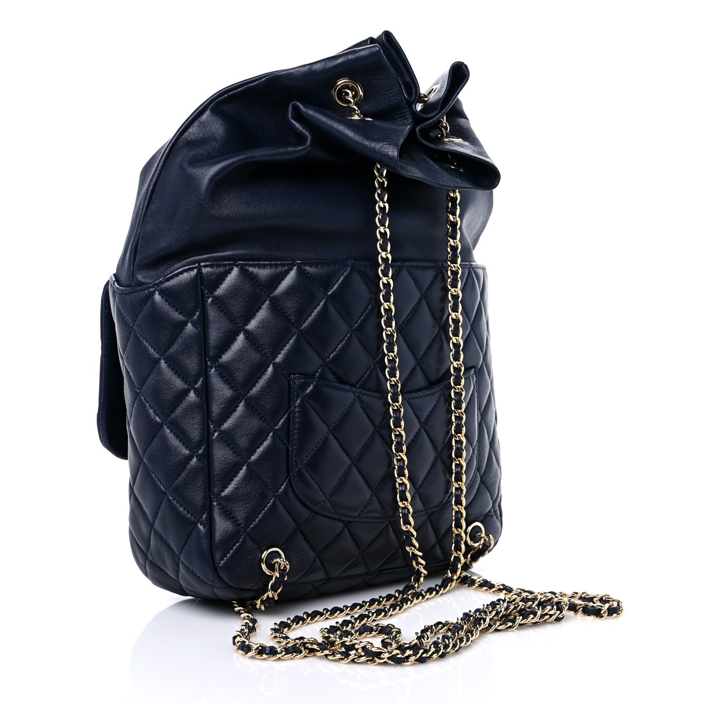 Lambskin Quilted Large In Seoul Backpack Navy
