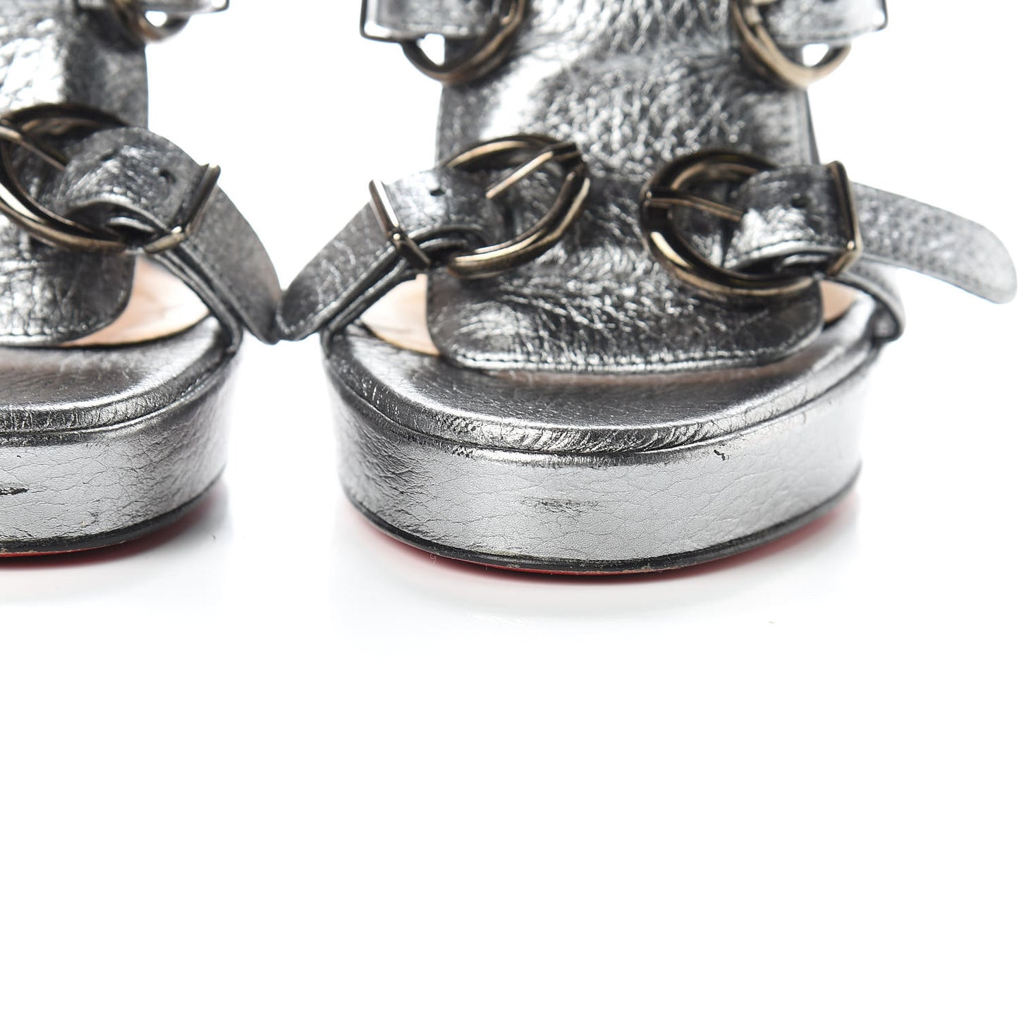 Metallic Calfskin Lima 120 Platform Sandal 39 Grey