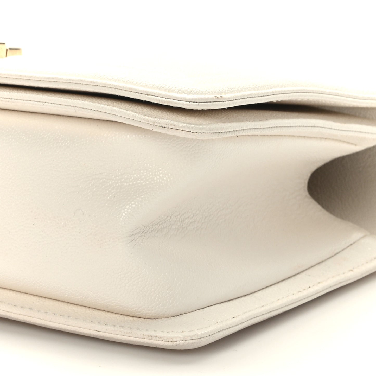Caviar Chevron Quilted Medium Boy Flap White