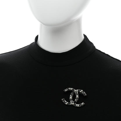 Chanel Ruthenium Pearl Large CC Brooch Black 2 of 5