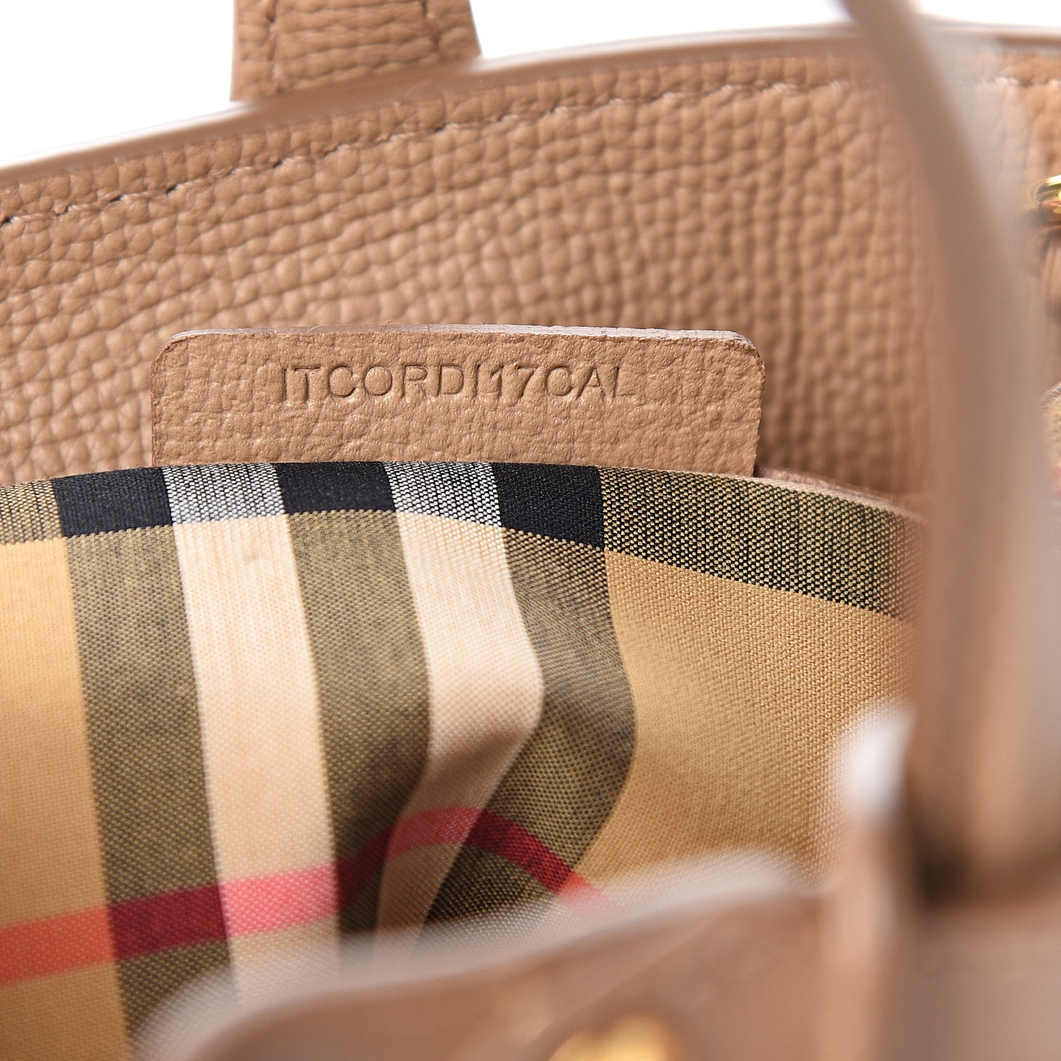 Burberry Grainy Calfskin House Check Small Banner Tote Tan 6 of 9