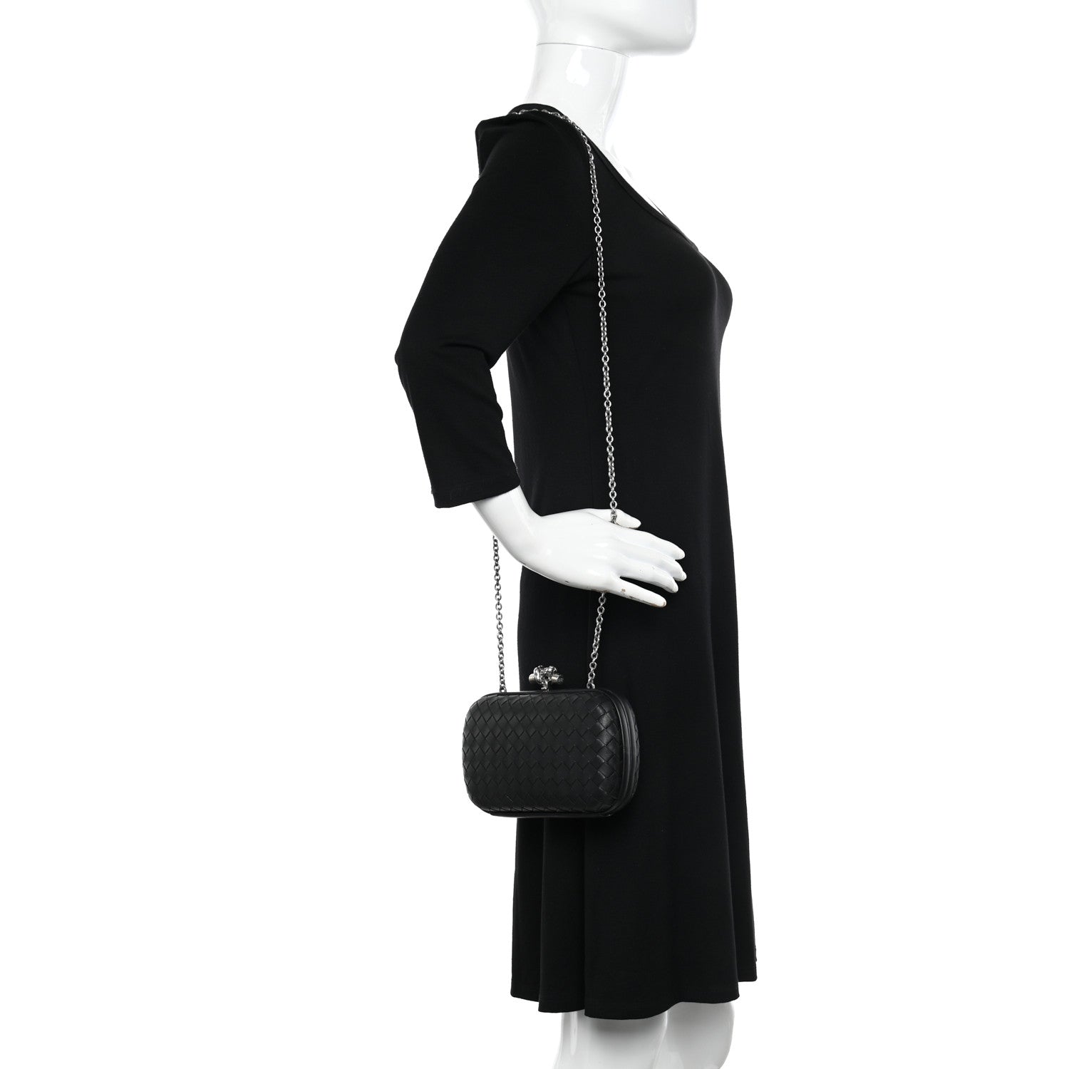 Bottega Veneta Nappa Intrecciato Chain Knot Clutch Black 2 of 9