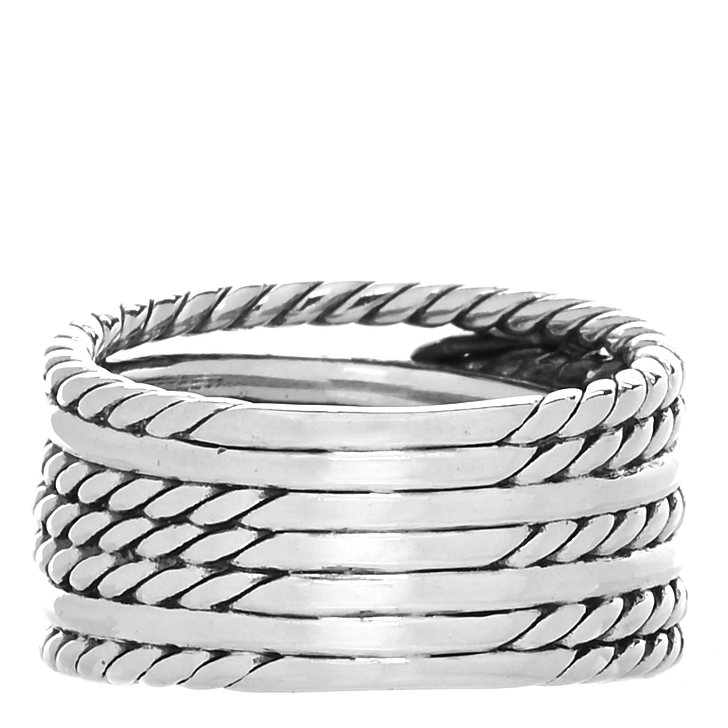 David Yurman Sterling Silver 18K Yellow Gold Double X Crossover Ring 57 8 3 of 4