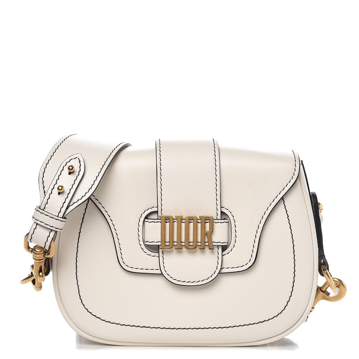 Christian Dior Calfskin D Fence Saddle Bag Latte 1 of 8