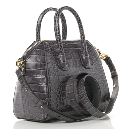 Givenchy Calfskin Crocodile Embossed Mini Antigona Storm Grey 3 of 11