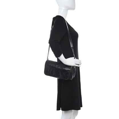 Saint Laurent Crinkled Calfskin Matelasse Monogram Niki Body Bag Black 2 of 9