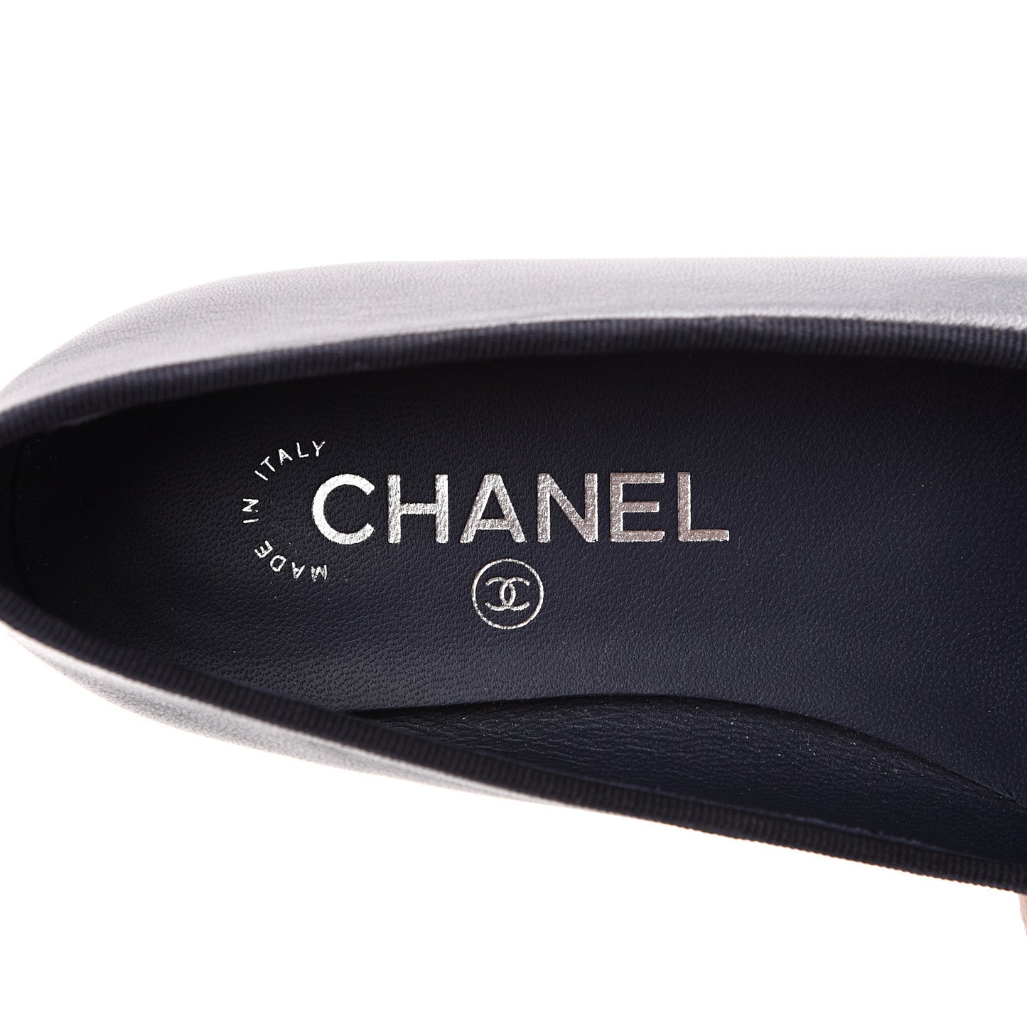 Lambskin CC Cap Toe Ballerina Flats 37.5 Navy