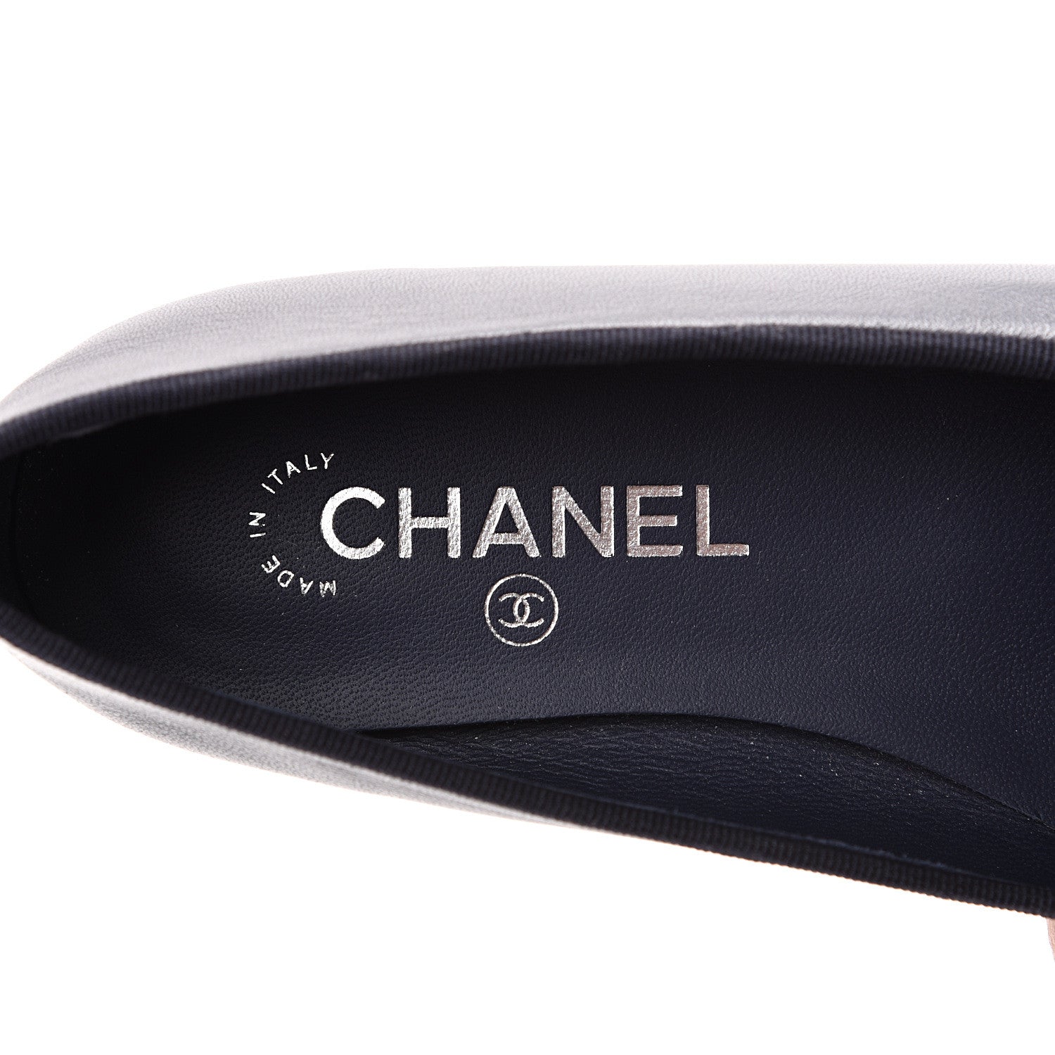 Chanel Lambskin CC Cap Toe Ballerina Flats 37.5 Navy 7 of 9