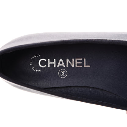 Chanel Lambskin CC Cap Toe Ballerina Flats 37.5 Navy 7 of 9