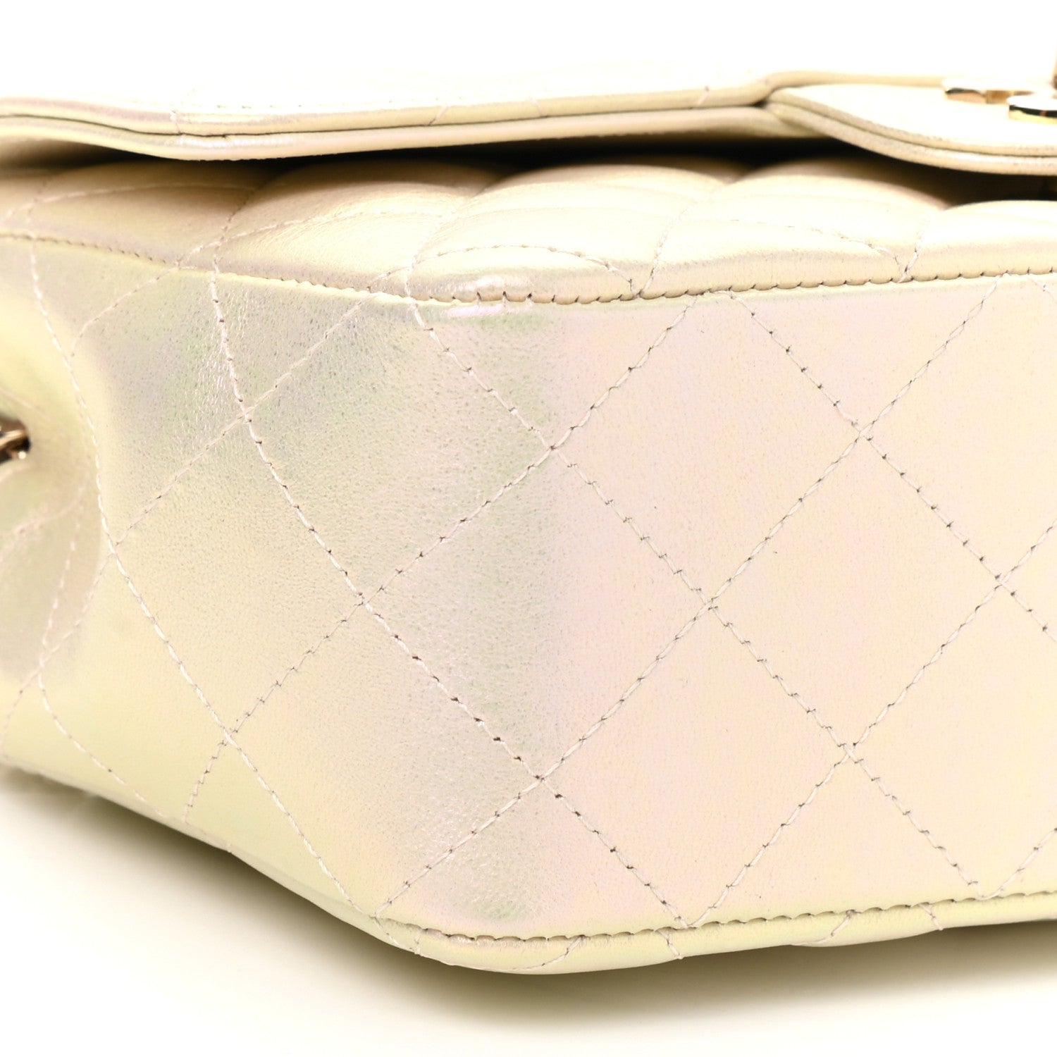 Chanel Iridescent Lambskin Quilted Mini Rectangular Flap Ivory 9 of 11