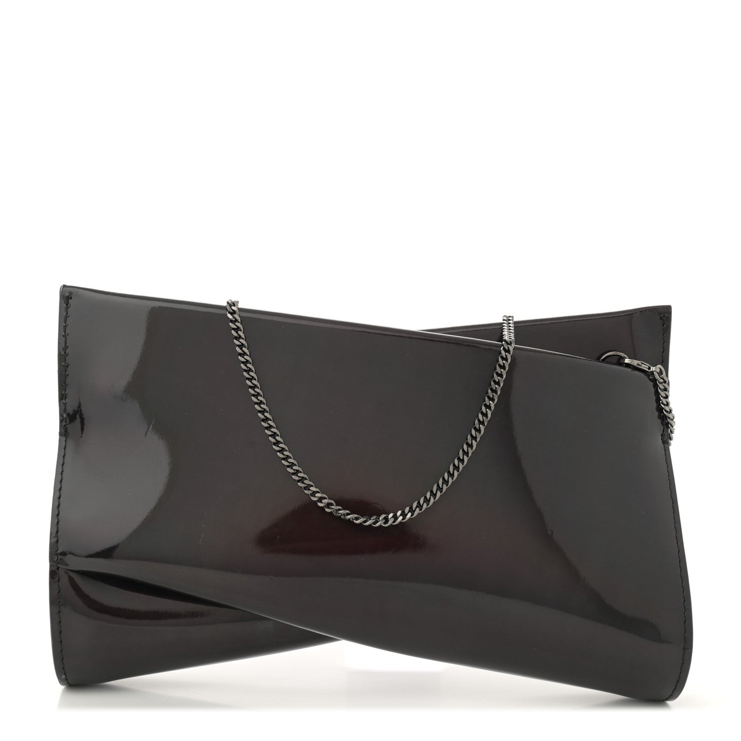 Christian Louboutin Metallic Patent Psychic Small Loubi Twist Zip Chain Clutch Bag Studio Black 1 of 11