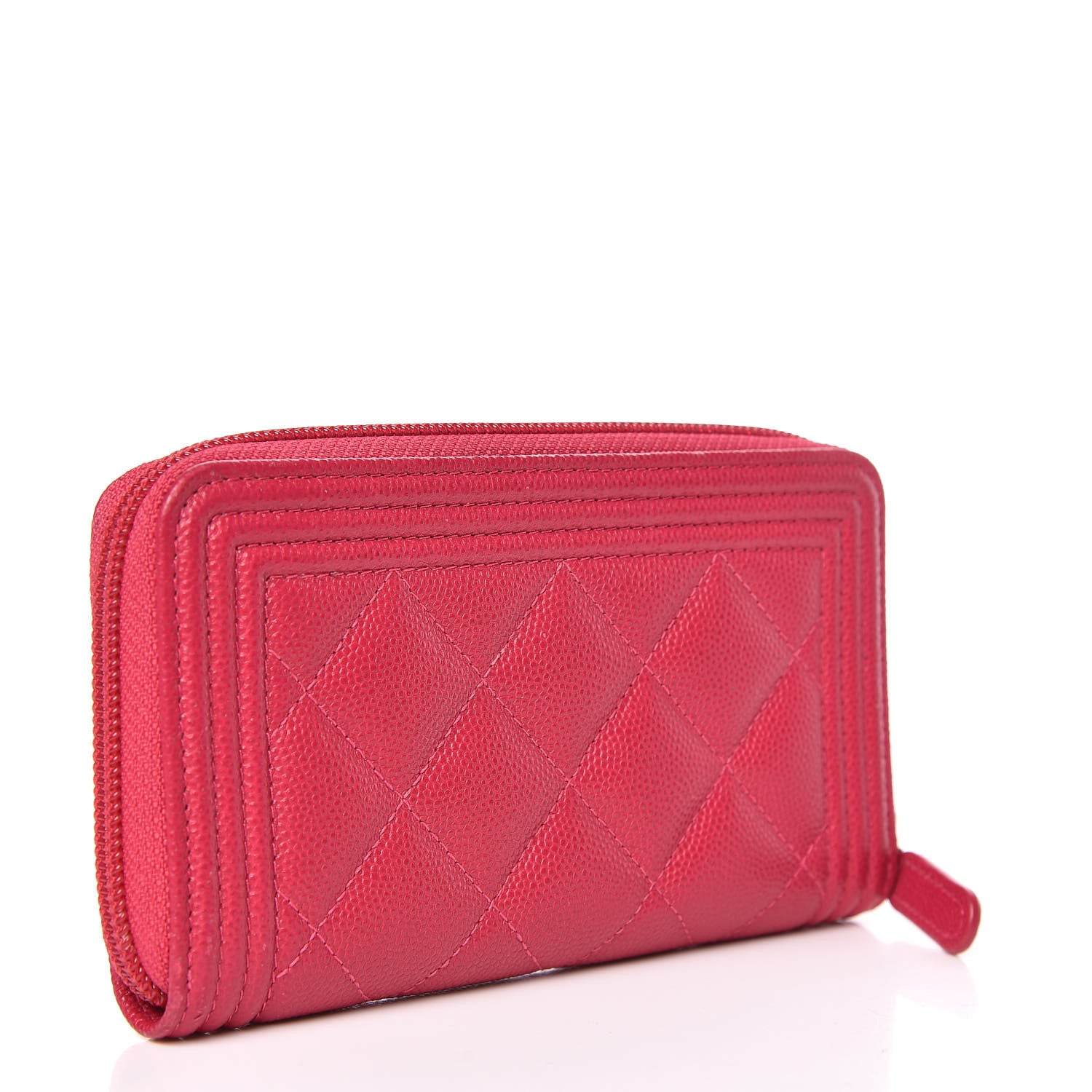 Chanel Caviar Quilted Small Boy Zip Around Wallet Fuchsia 3 of 11