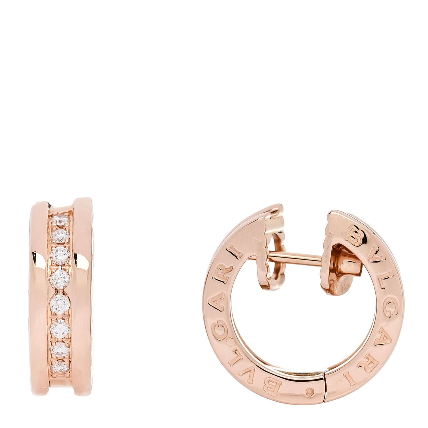 18K Rose Gold Diamond Small B.Zero1 Hoop Earrings