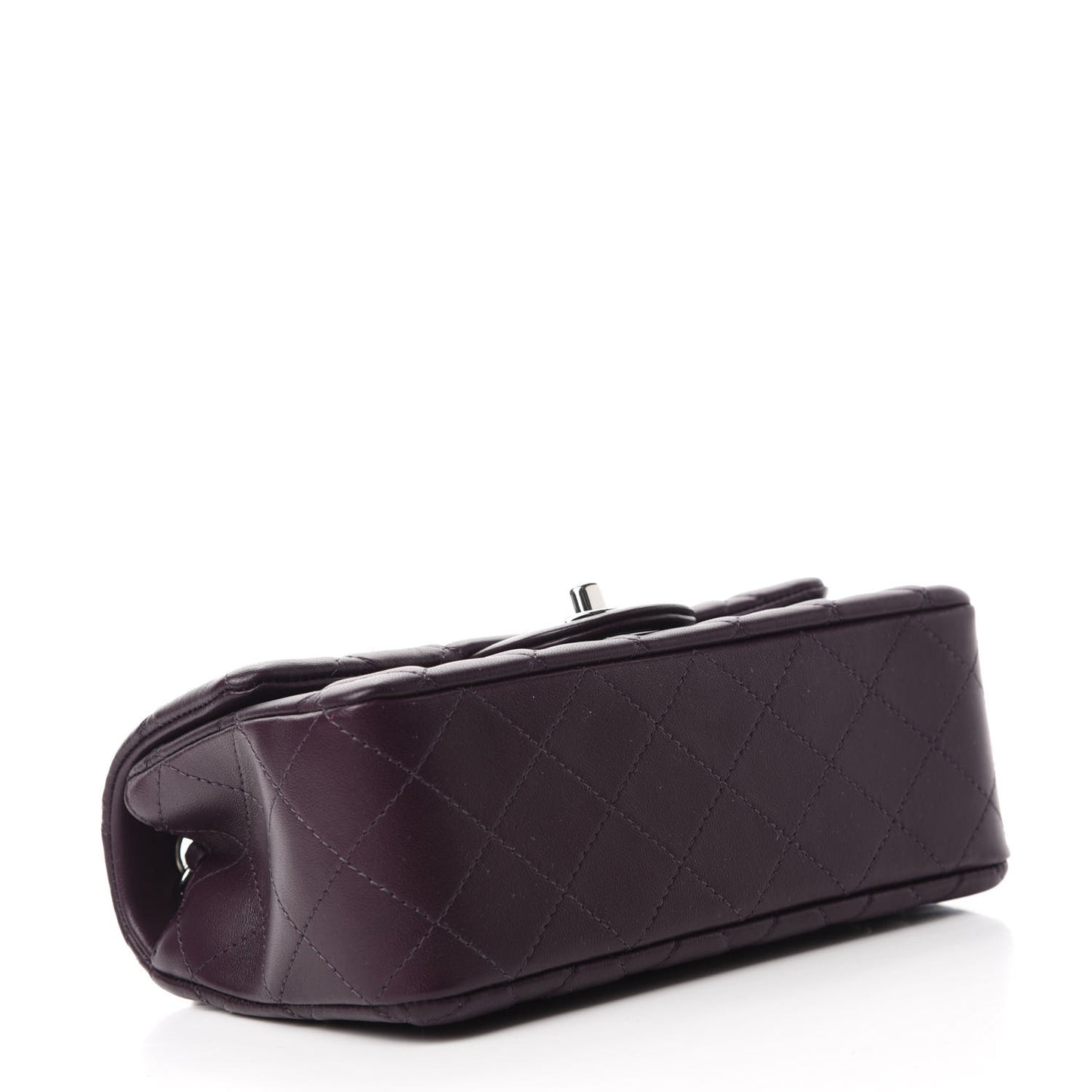 Lambskin Quilted Mini Rectangular Flap Dark Purple