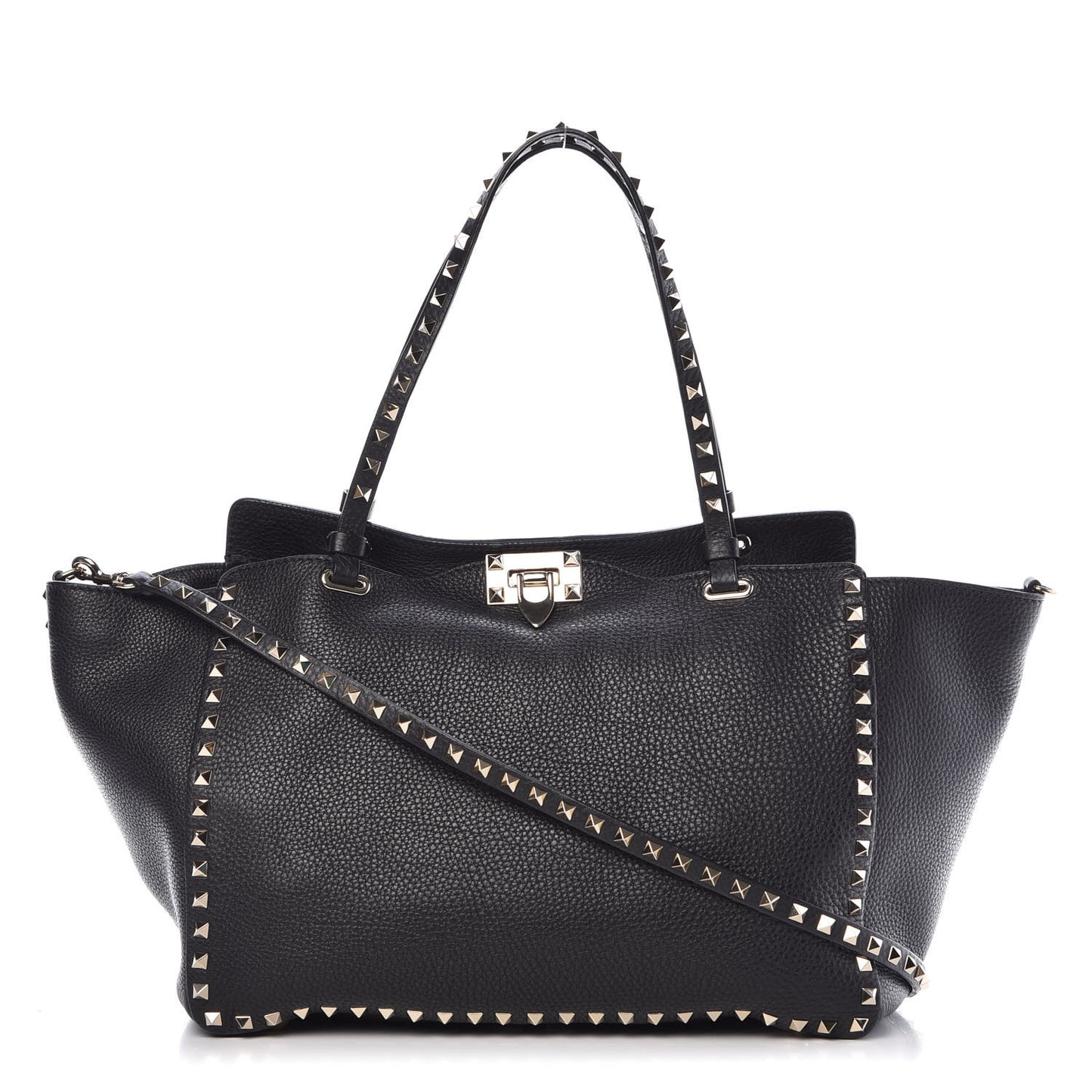 Alce Printed Calfskin Medium Rockstud Tote Black