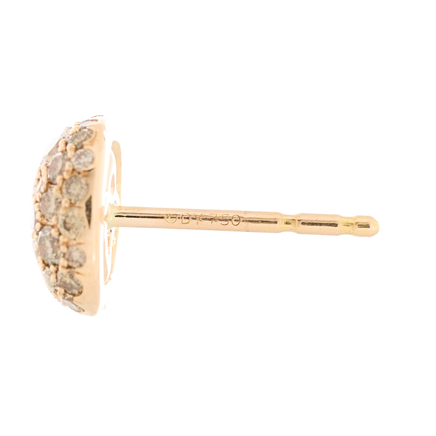David Yurman 18K Rose Gold Cognac Diamond 8mm Cushion Stud Earrings 4 of 4