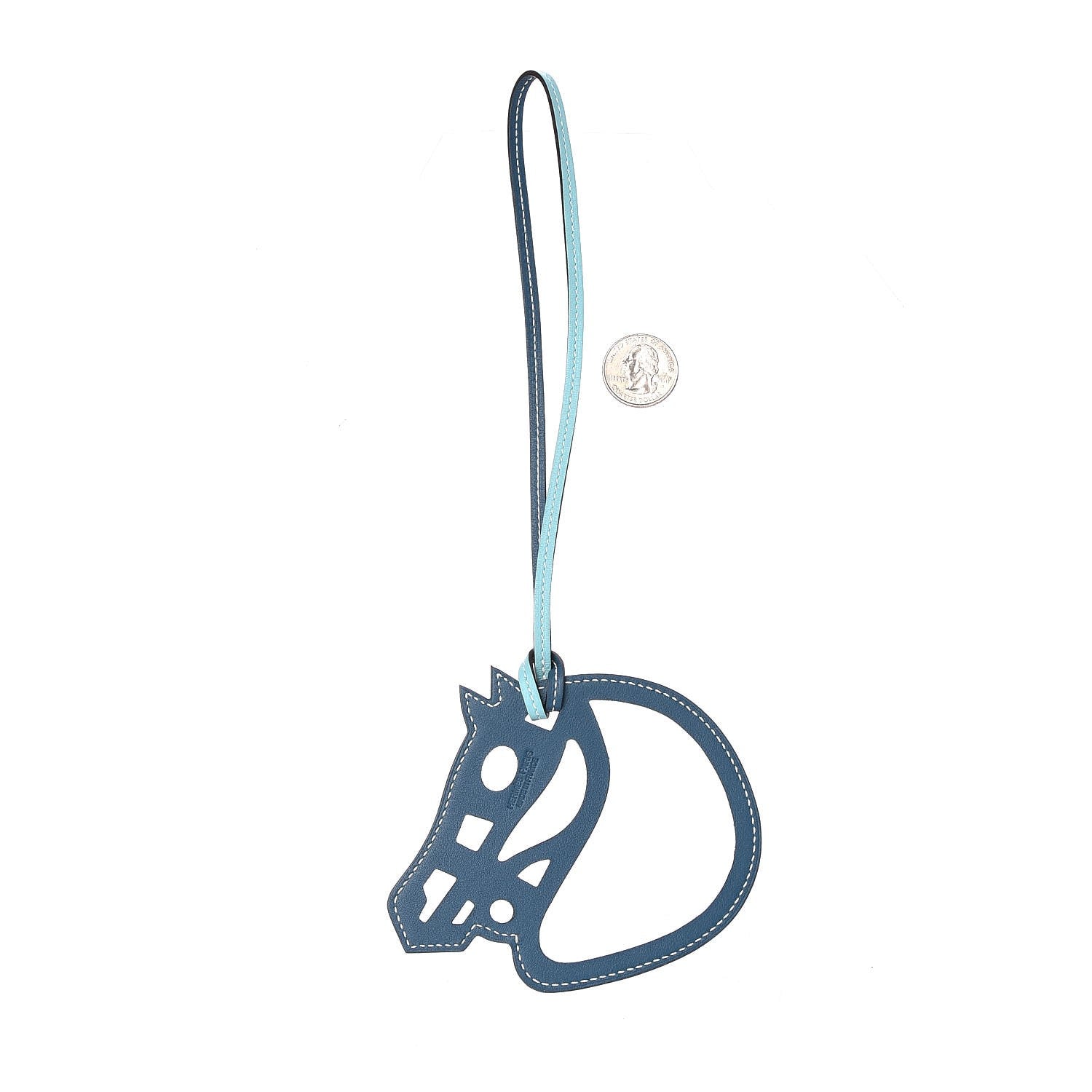 Hermes Swift Paddock Cheval Horse Bag Charm Colvert Bleu Atoll 2 of 4