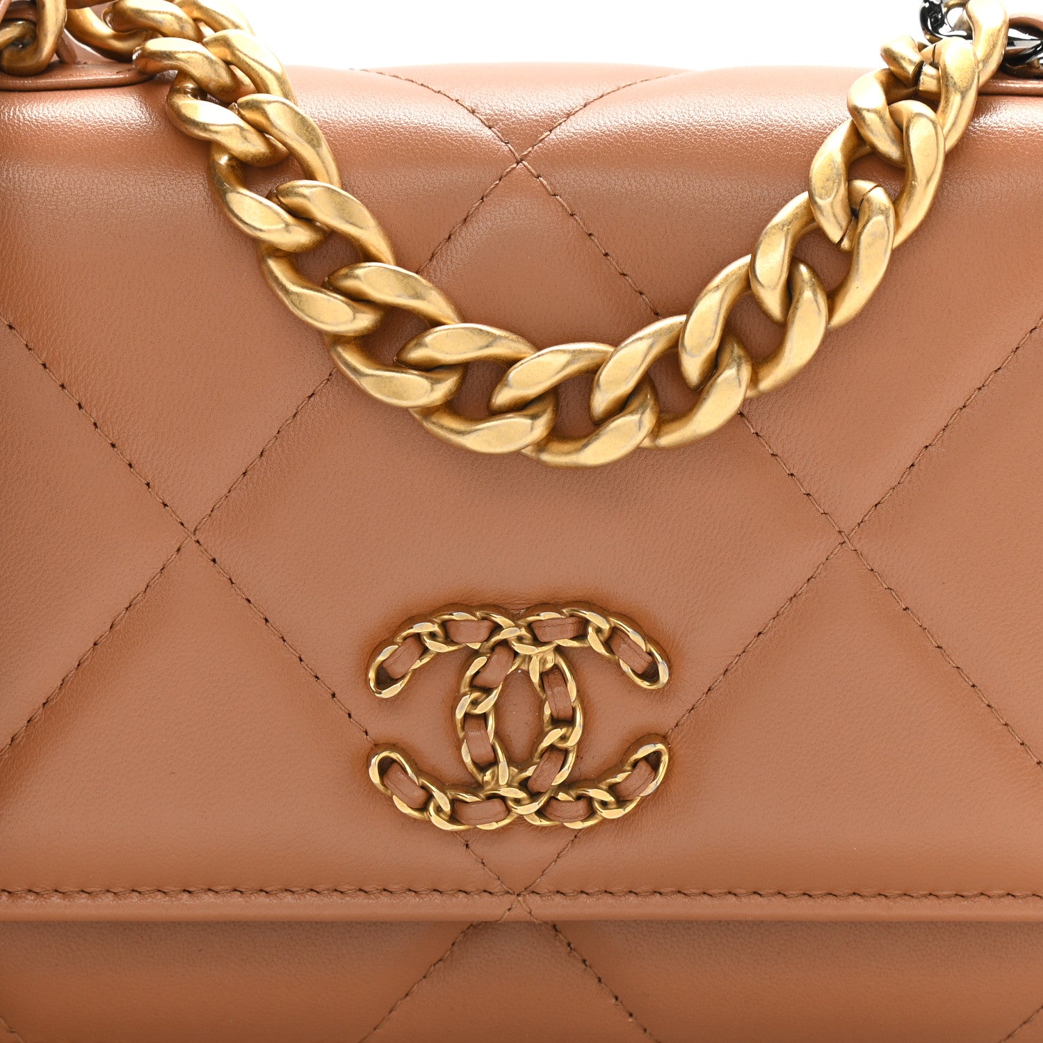 Chanel Lambskin Quilted Chanel 19 Wallet On Chain WOC Brown 5 of 12