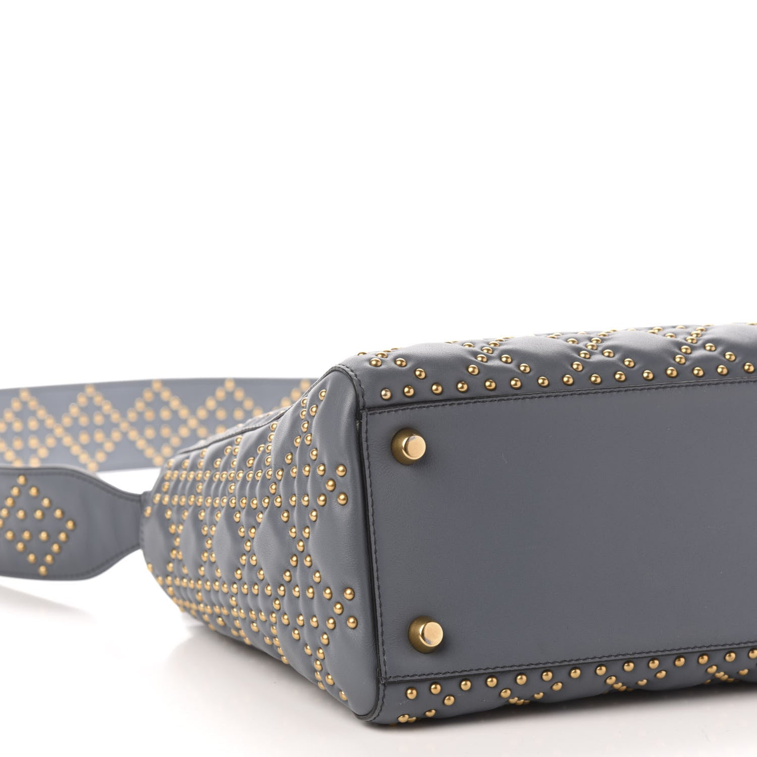 Christian Dior Calfskin Cannage Studded Medium Supple Lady Dior Grey 8 of 11