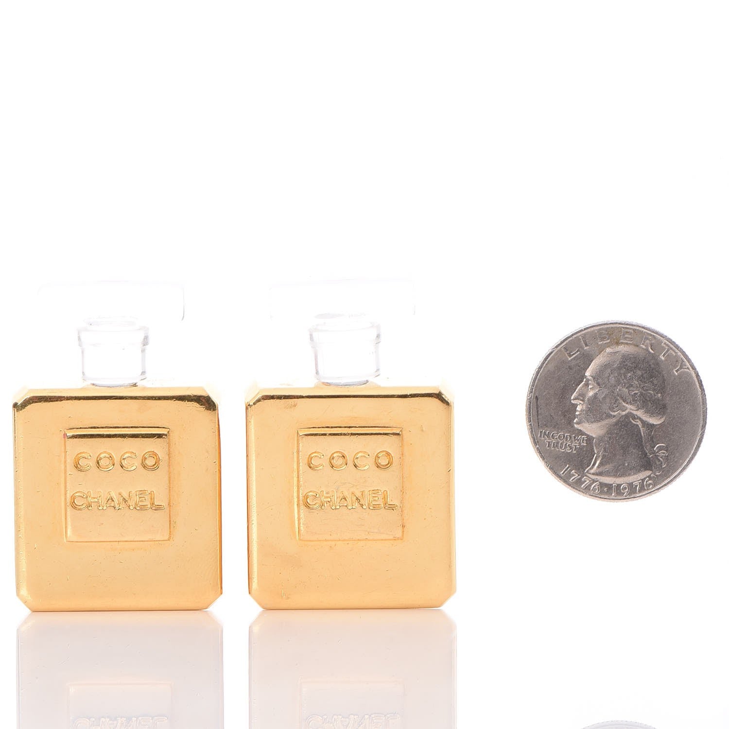 Chanel Coco Perfume Bottle Clip on Earrings Gold 2 of 5