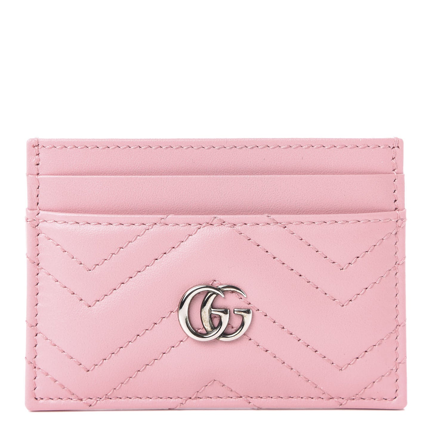 Calfskin Matelasse GG Marmont Card Holder Wild Rose