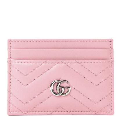 Gucci Calfskin Matelasse GG Marmont Card Holder Wild Rose 1 of 7